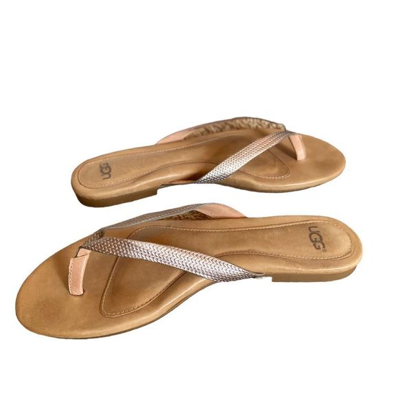 Ugg Women Allaria Ii Metallic Braid Flip Flops Size 8 - Picture 4 of 6